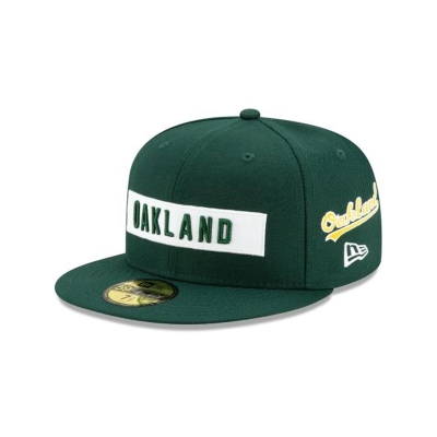 Green Oakland Athletics Hat - New Era MLB Boxed Wordmark 59FIFTY Fitted Caps USA5714698